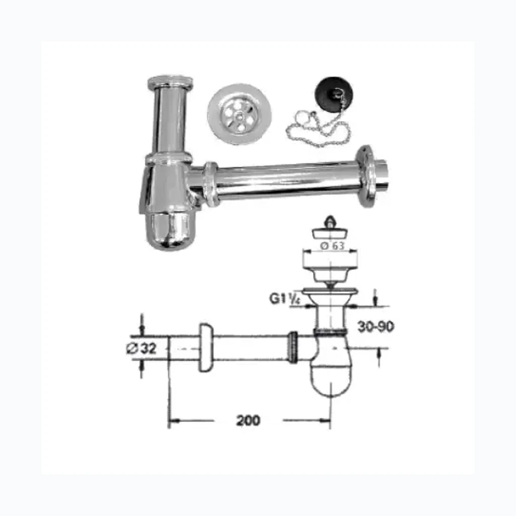 Bideesifoon koos äravool 1.1/4x32x65 122, 1.1/4X32 (0340010)