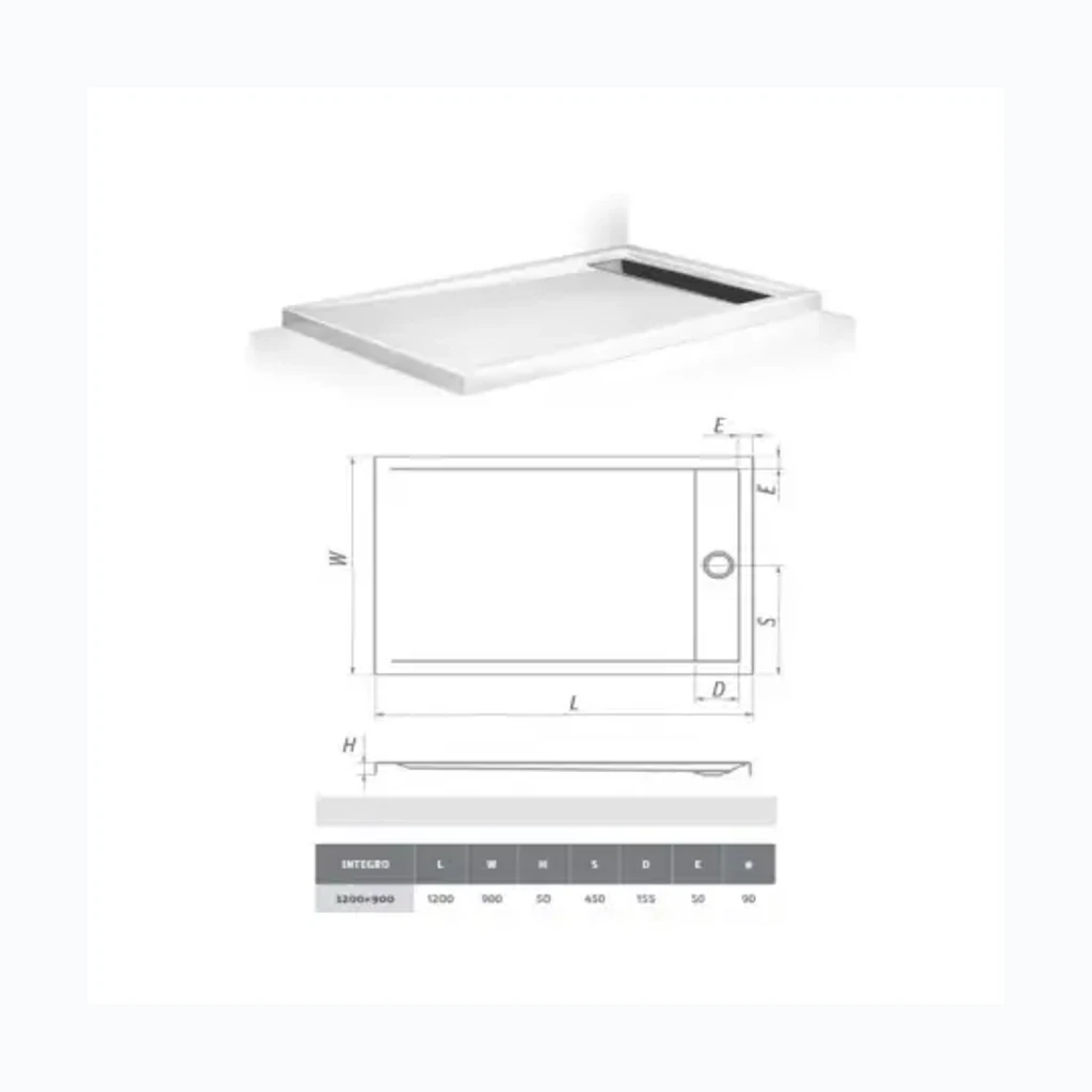 Dušialuse INTEGRO 1200x900 ruudukujuline, INTEGRO (5374054)