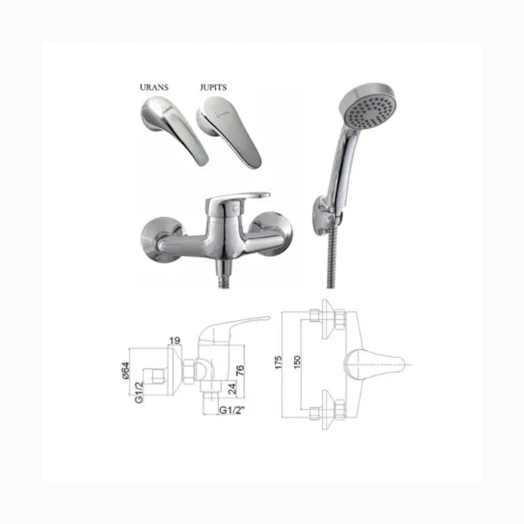 Смеситель для душа с комплектом MG-6241, JUPITS (7103035)