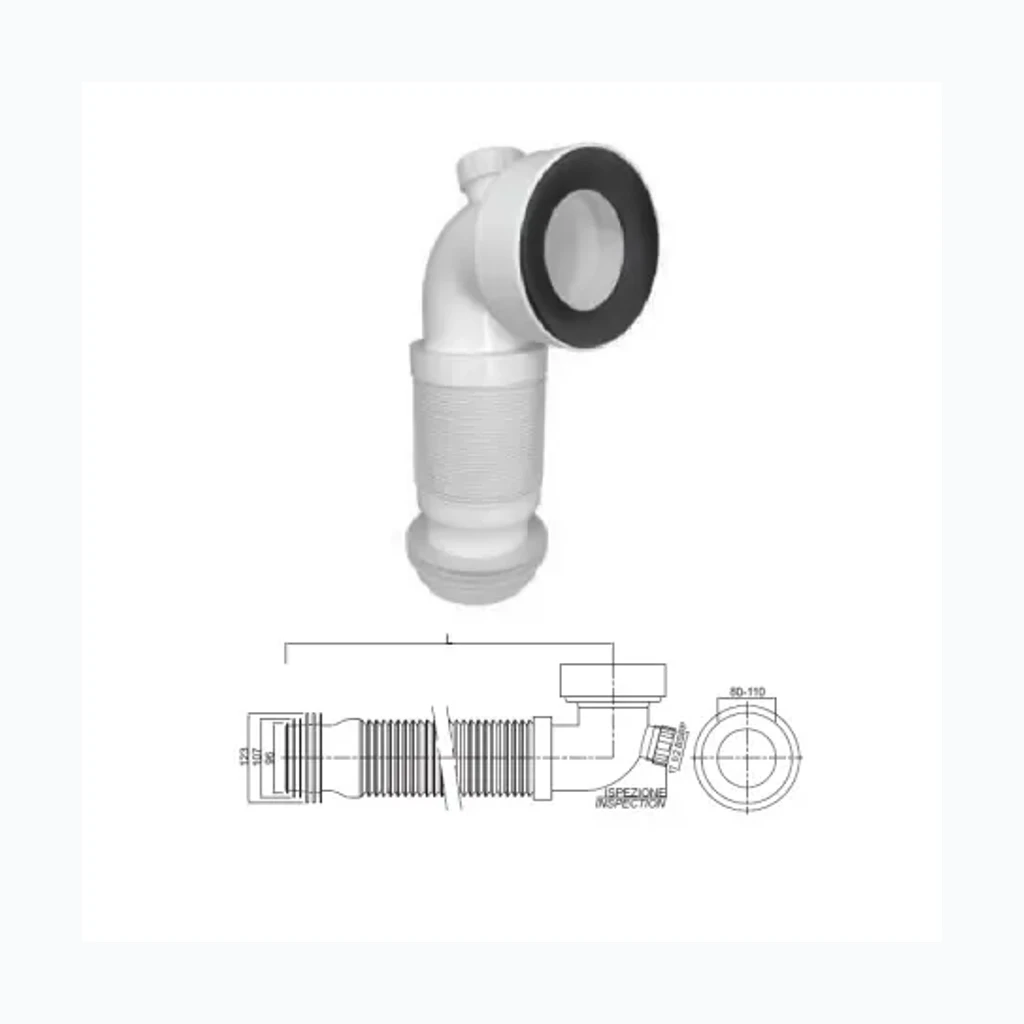 Gofreeritud WC PVC D110 90^ 1024ELBOW1, 265-450mm (7480006)