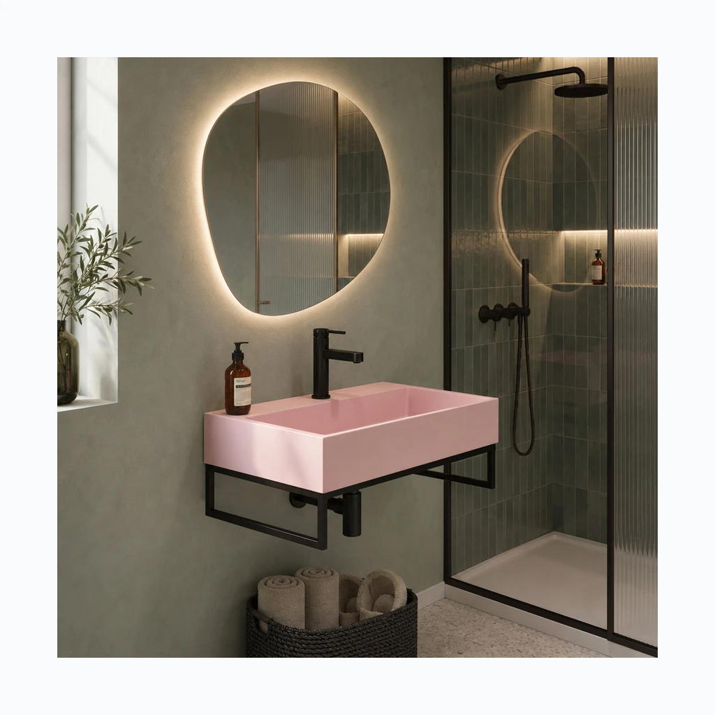 GOYA PINK konglomeraat раковина 60CM + raam (KPL-U4411)