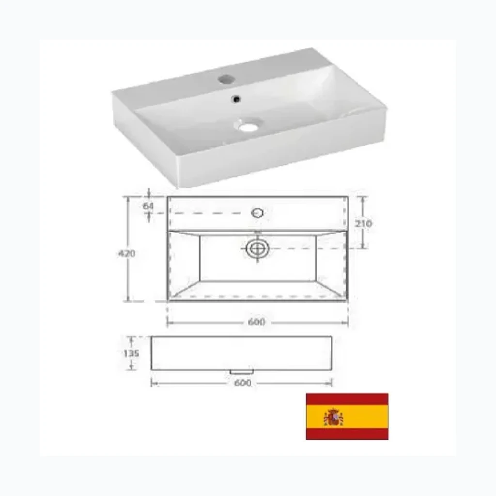 Keraamiline valamu 60x42x13.5cm 4106, BRUSELAS60 (8575085)