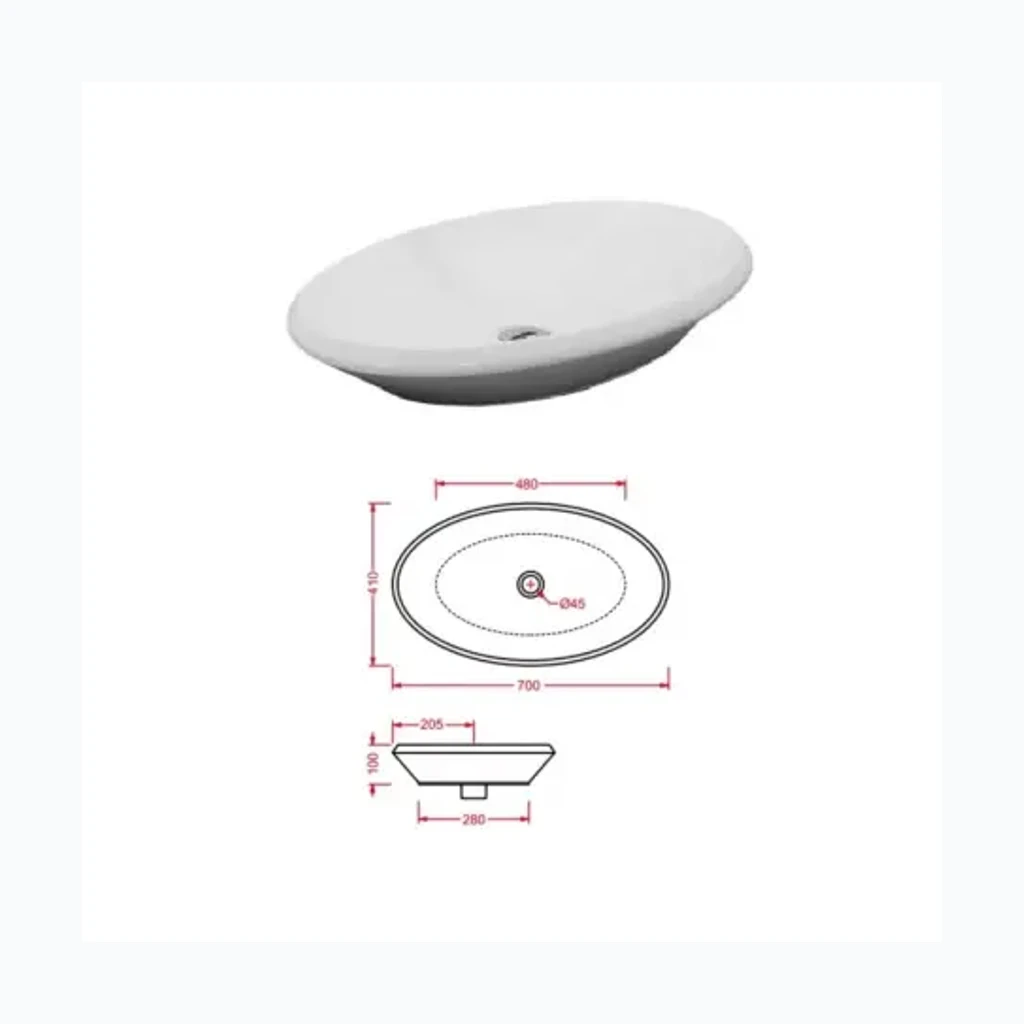 Keraamiline valamu L910 70x40 ovaalne, OVAL (8675009)