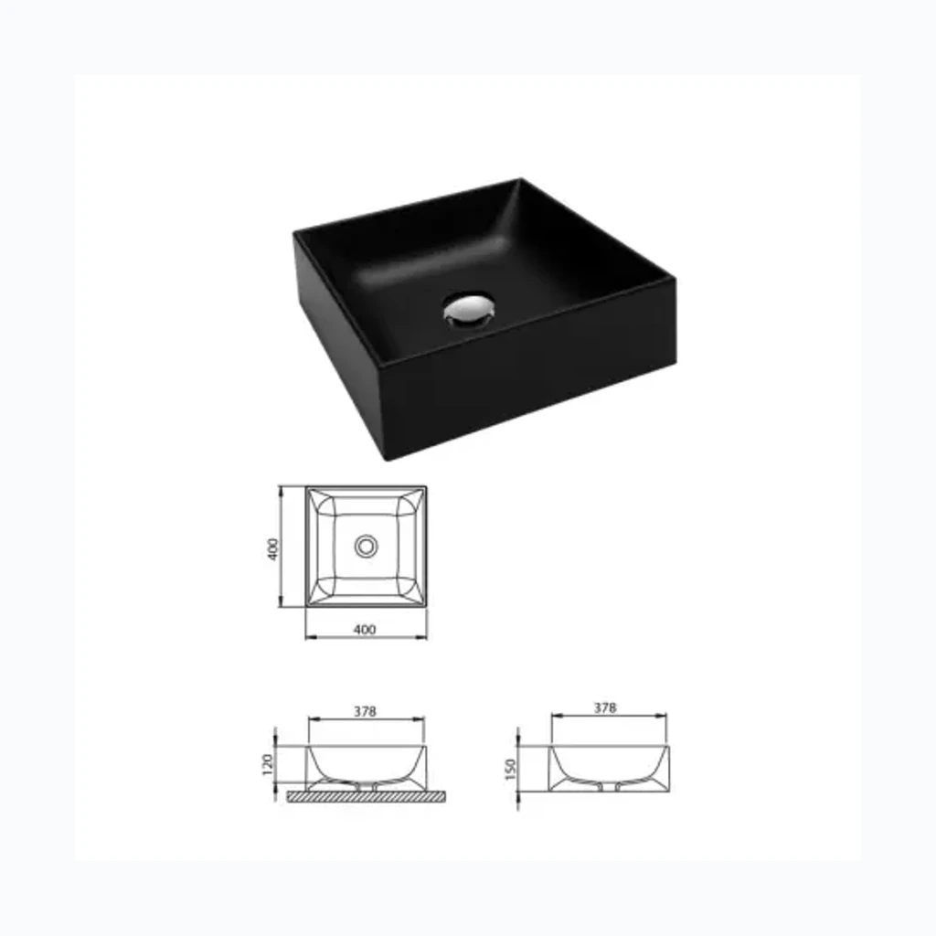 Раковина каменная масса BQK40-601 черная, MELNA (8275083)