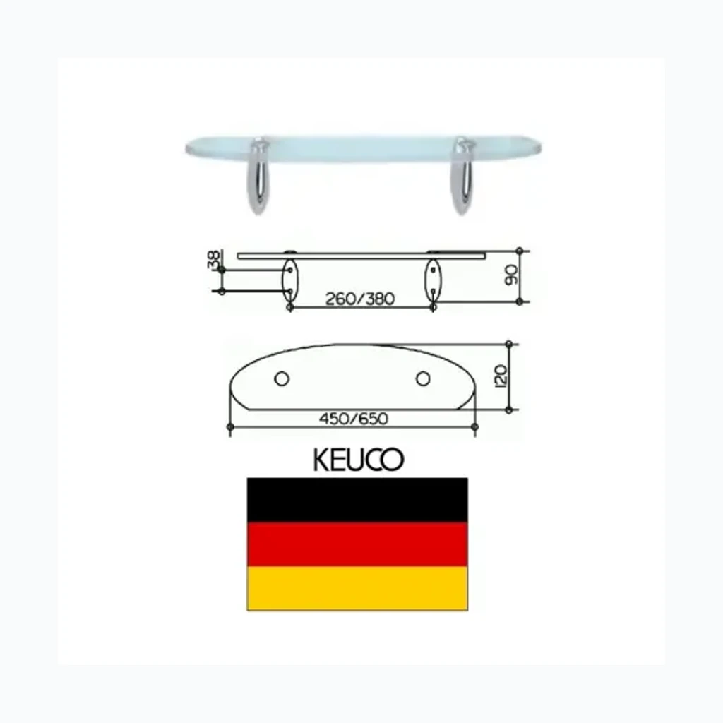 Klaasriiul kinnitustega 450×120×10mm, CLEO (9331028)