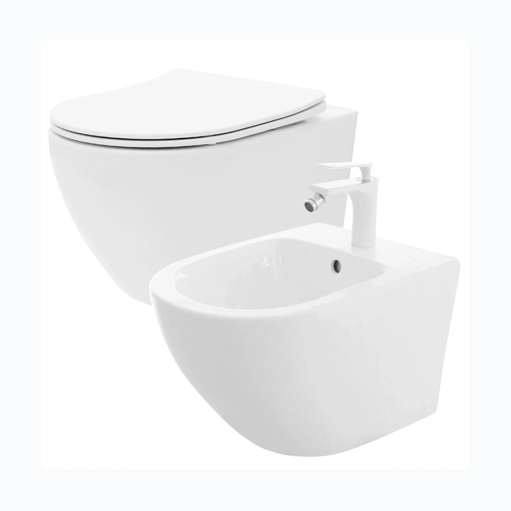 Комплект: Carlo Flat Mini Rimless WC-kauss + Carlo Mini Bidet (KPL-C2760)