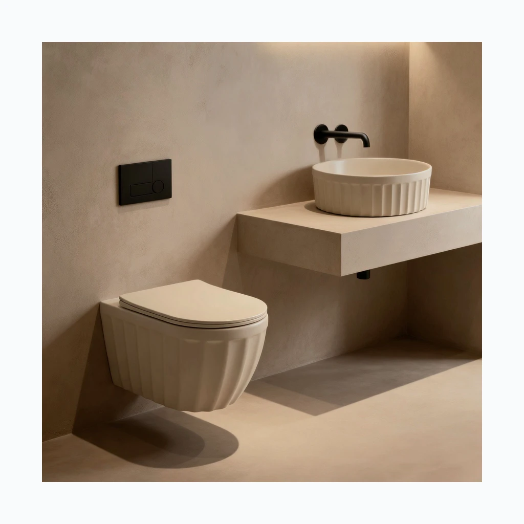 Komplekt: Seinale kinnitatav WC-pott + Tööpinnale paigaldatav valamu Rea Duo Caffe Latte Matt (KPL-K3003)