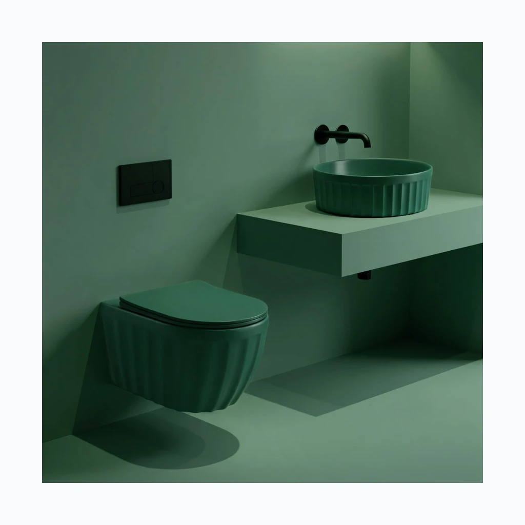 Komplekt: Seinale kinnitatav WC-pott + Tööpinnale paigaldatav valamu Rea Duo Matcha Matt (KPL-K3002)