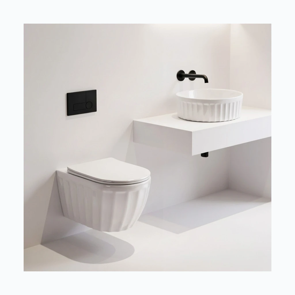 Komplekt: Seinale kinnitatav WC-pott + Tööpinnale paigaldatav valamu Rea Duo White (KPL-K3005)