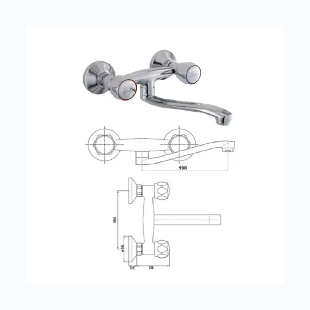 Кухонный смеситель из стены MG-2132 RING, DIVUPE (7101008)