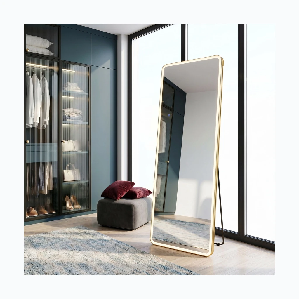LED seinapeegel Classico 60x170cm Brush Gold (HOM-07058)