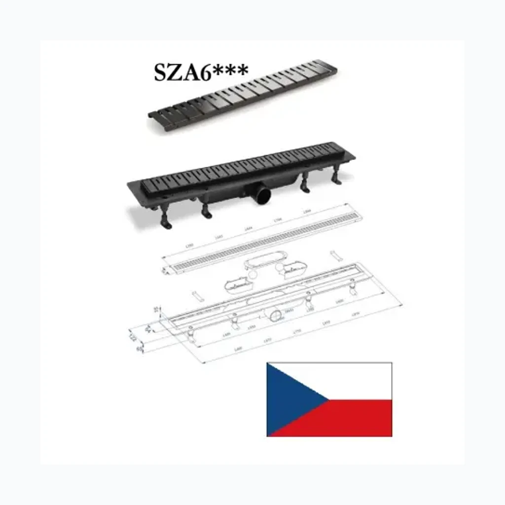 Водоотводящий желоб(нерж.сталь) SZA6750, 75CM,melns (6850051)