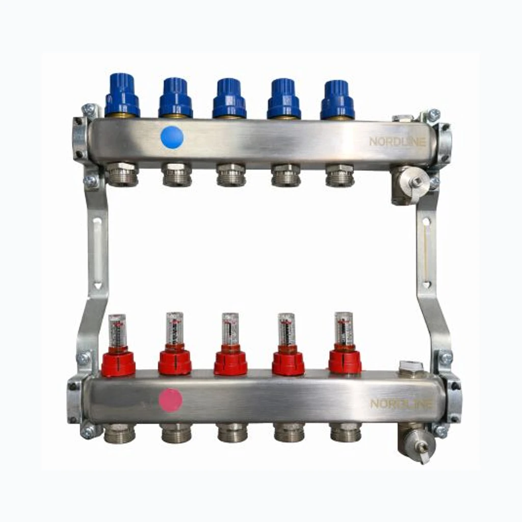 Põrandakütte kollektor, rotomeetriga TN 1"-3X3/4" (Nordline) (23247)