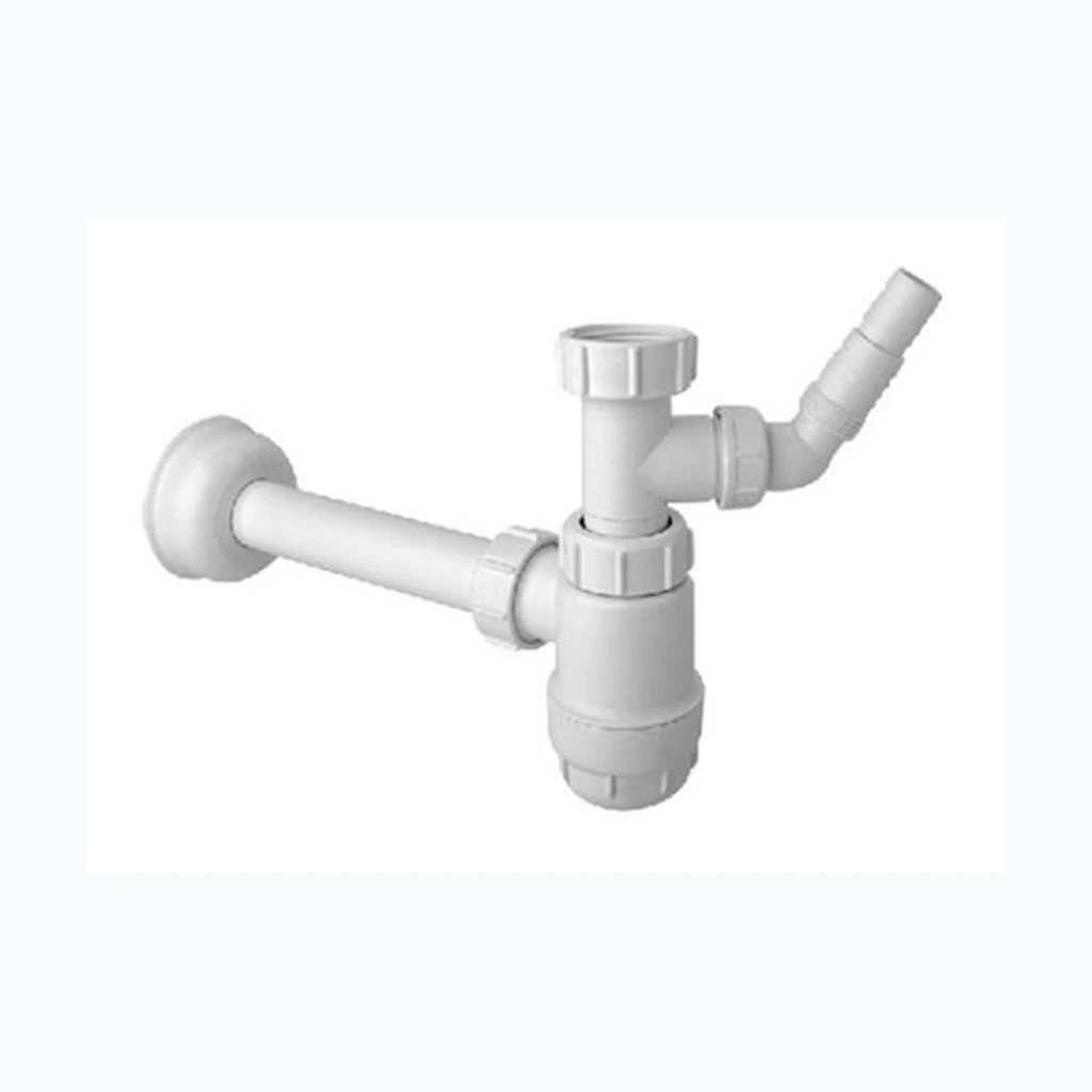 Pudelisifoon pesumasina ühendusega 1 1/4"SK-D32x210mm+Rosett, plastik, белый McAlpine (Nordline) (33090)