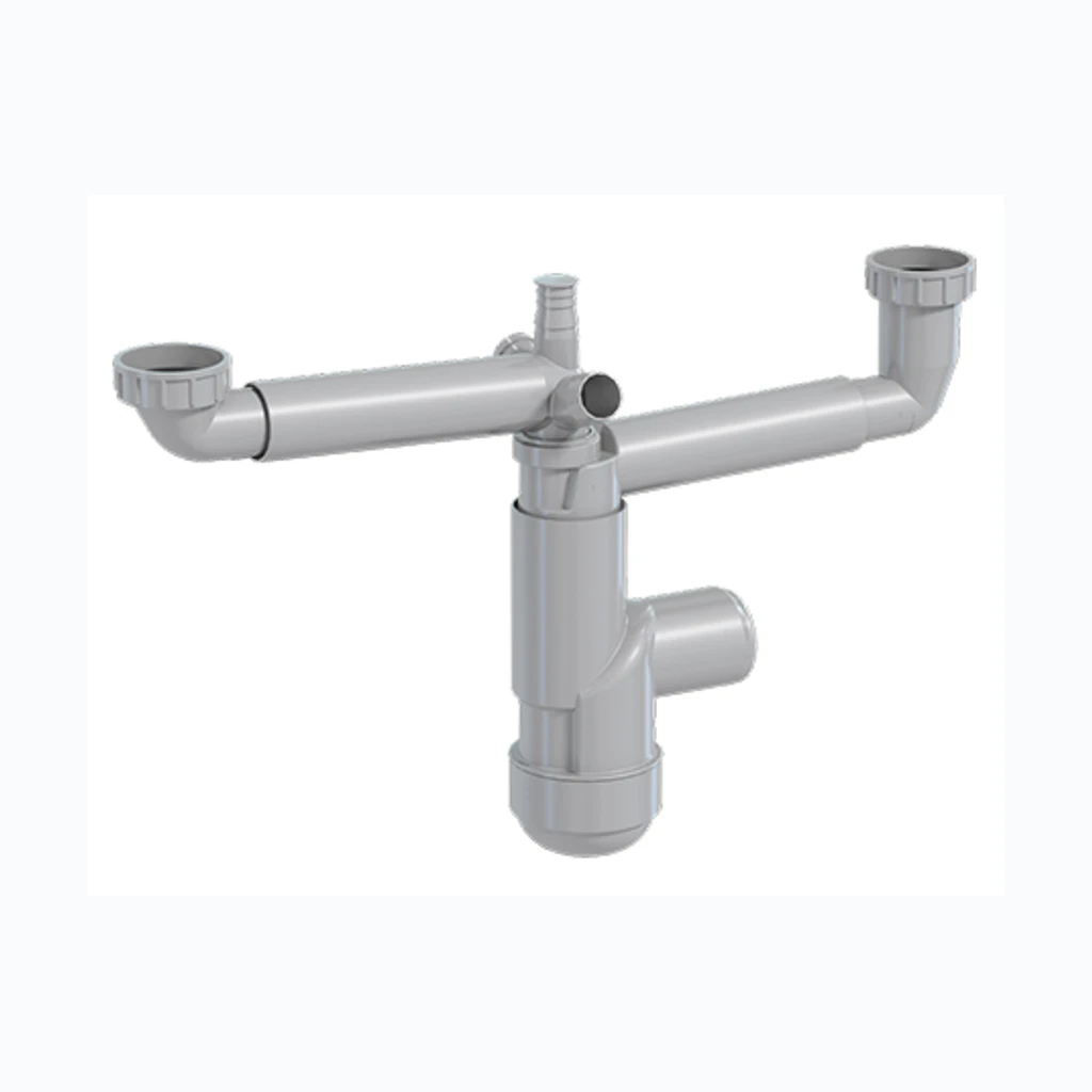 Pudelsifoon kahele köögivalamule FLEXLOC 1 1/2" x Ø50 pesumasina ühendusega (Nordline) (33008)