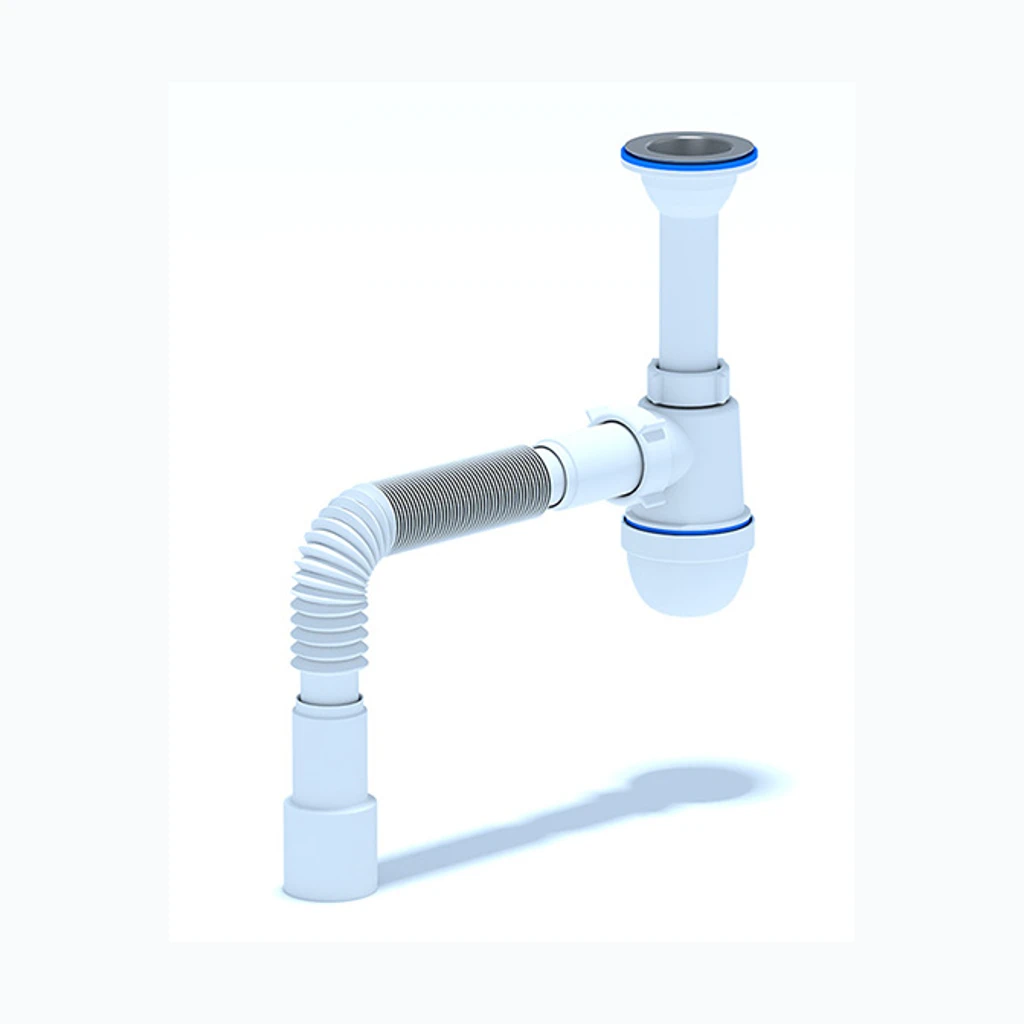 Pudelsifoon köögivalamule 1 1/2" x Ø40 gofreeritud toruga 40 x 40/50 (Nordline) (33021)