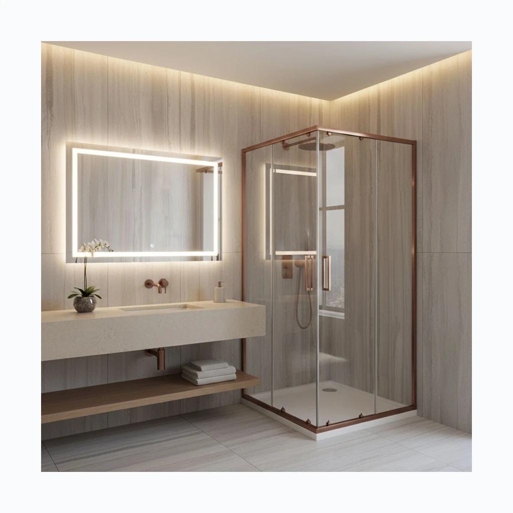 Rea City Душевая кабина 90x90 шлифованная медь (REA-K6984)