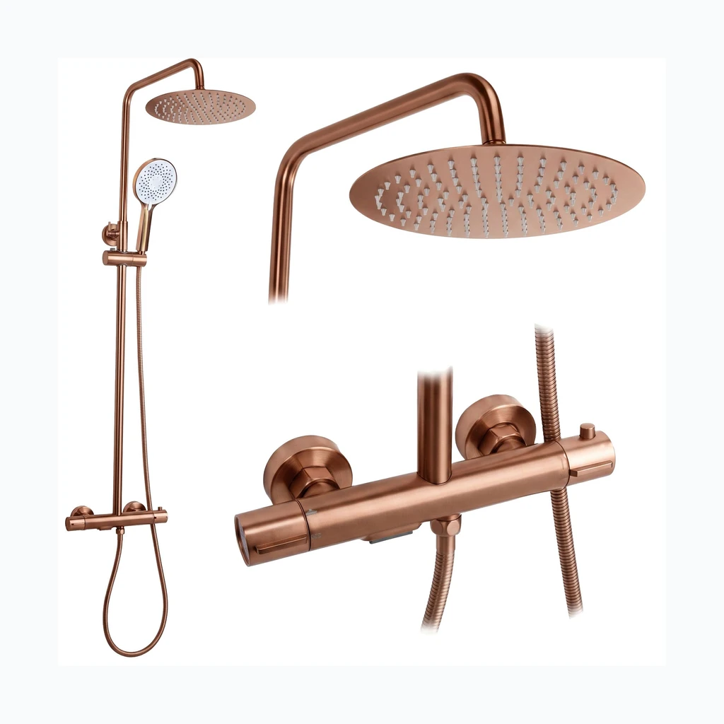 Rea Drop Brush Copper 'i dušikomplekt koos termostaadiga (REA-P9670)