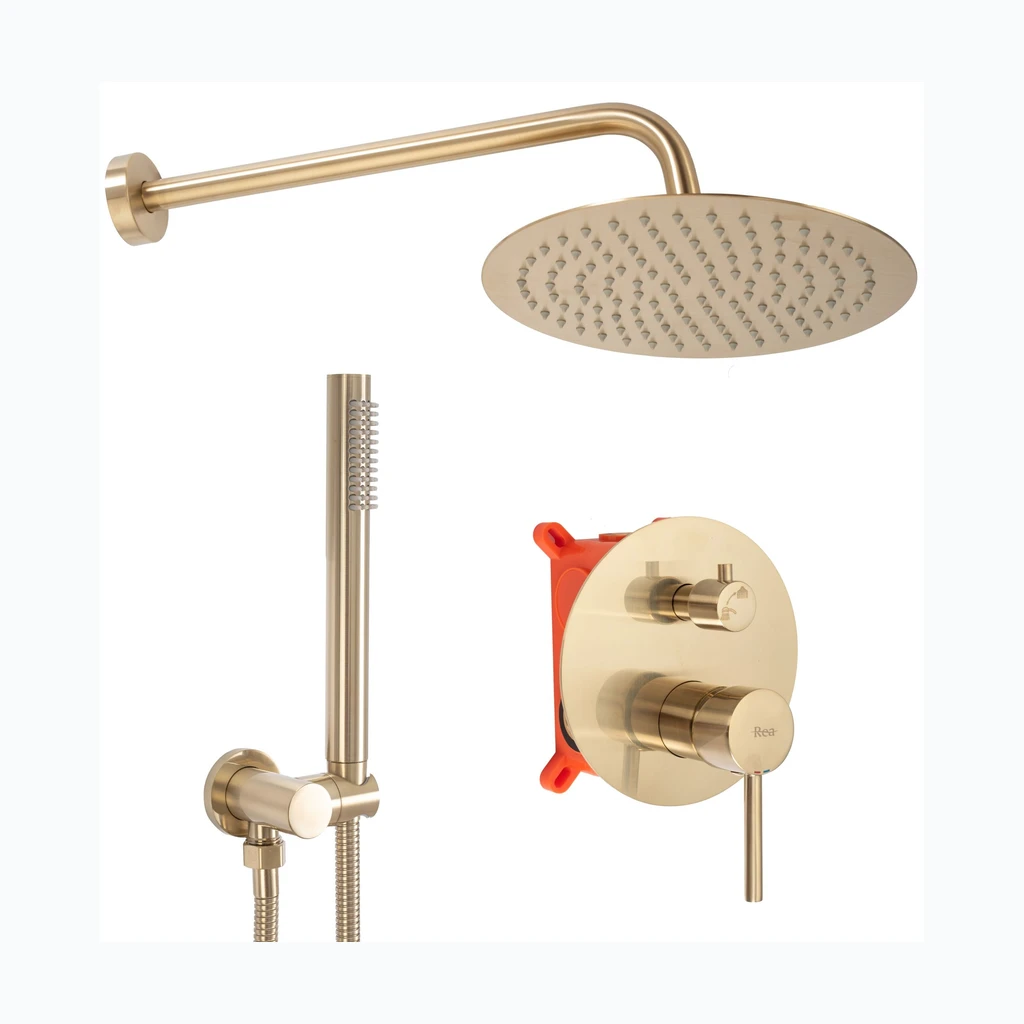 REA Lungo Peidetud dušikomplekt Gold Brushed + BOX (REA-P4160)