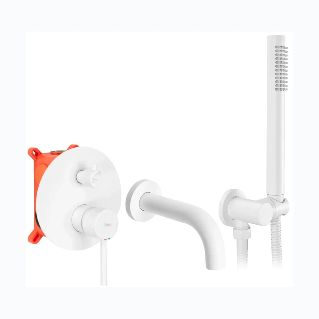 Rea Lungo peiteСмеситель для ванны матовый белый + Box (REA-B6440)