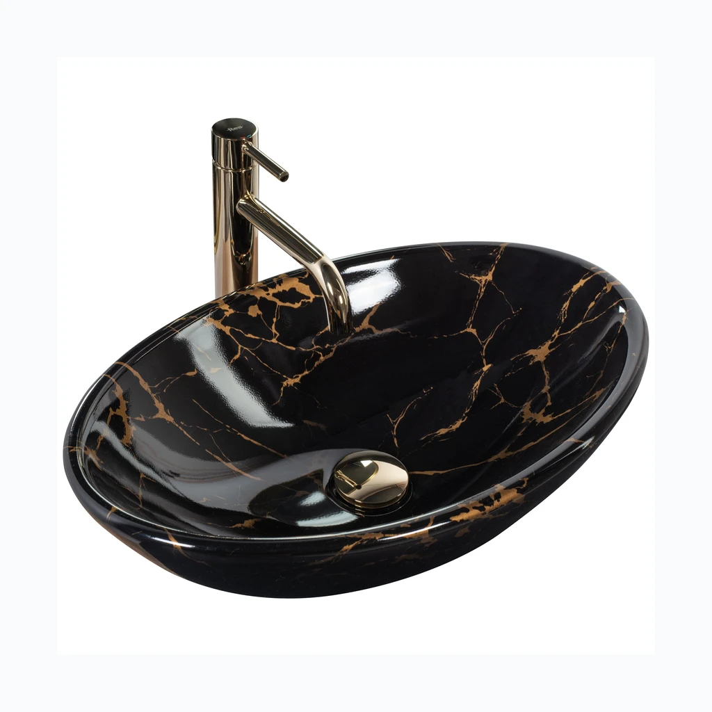 REA Pamela Black Marble Shiny countertop valamu (REA-U5067)