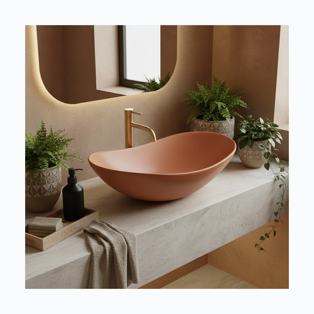 Rea Royal Cinnamon Матовый Столешница для ванной раковина (REA-U3530)