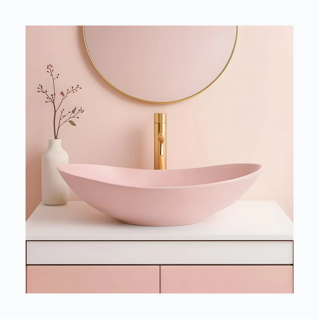 Rea Royal Powder Pink Matt countertop valamu (REA-U6374)