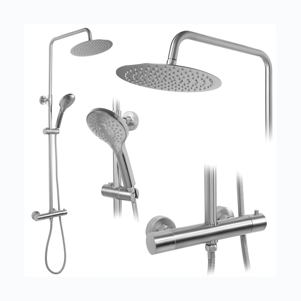 REA VINCENT Душевой комплект termostaadiga шлифованный nikkel INOX (REA-P6603)