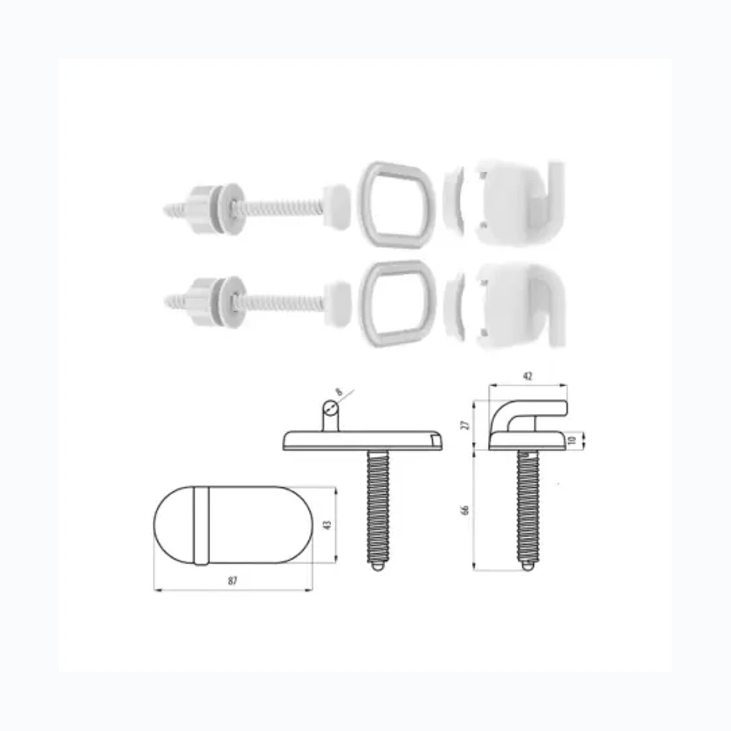 Reg. WC-istme kinnitus 019/D, plast,pikk, SK1263 (2522007)