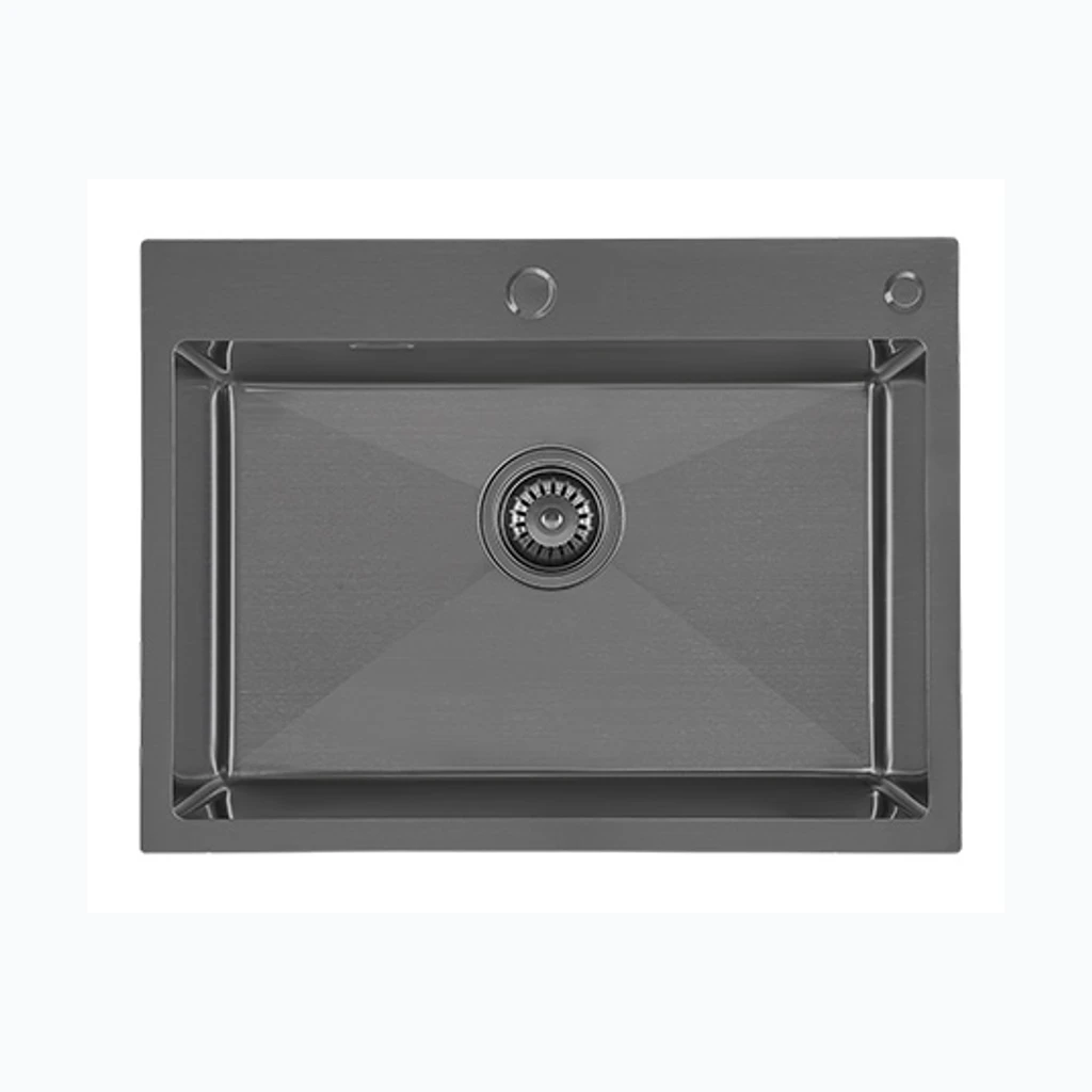 Roostevaba valamu CUBE 600x450, dosaatoriga, must (Nordline) (11030)