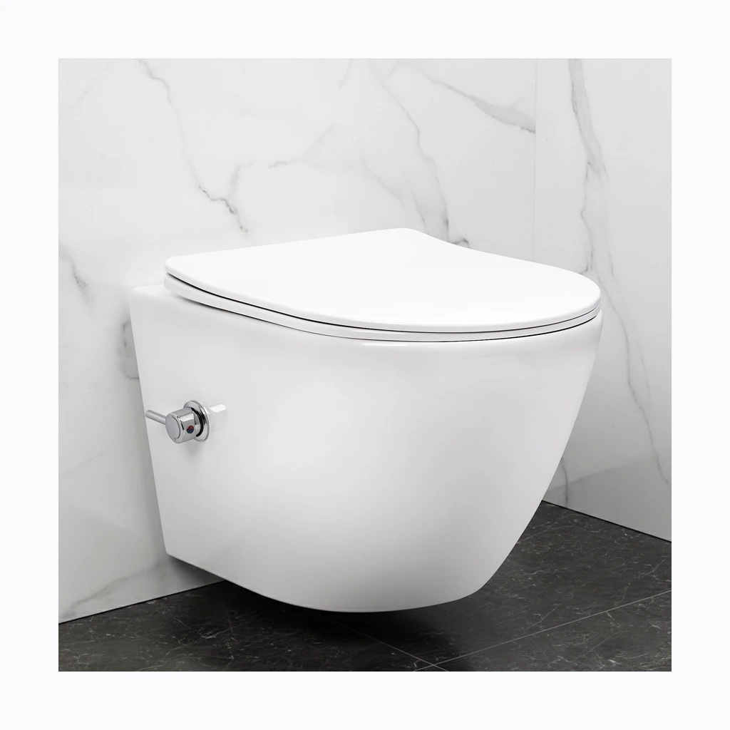 Seinale kinnitatav WC-pott REA Carlo Lux Rimless bideefunktsiooniga (REA-C9701)