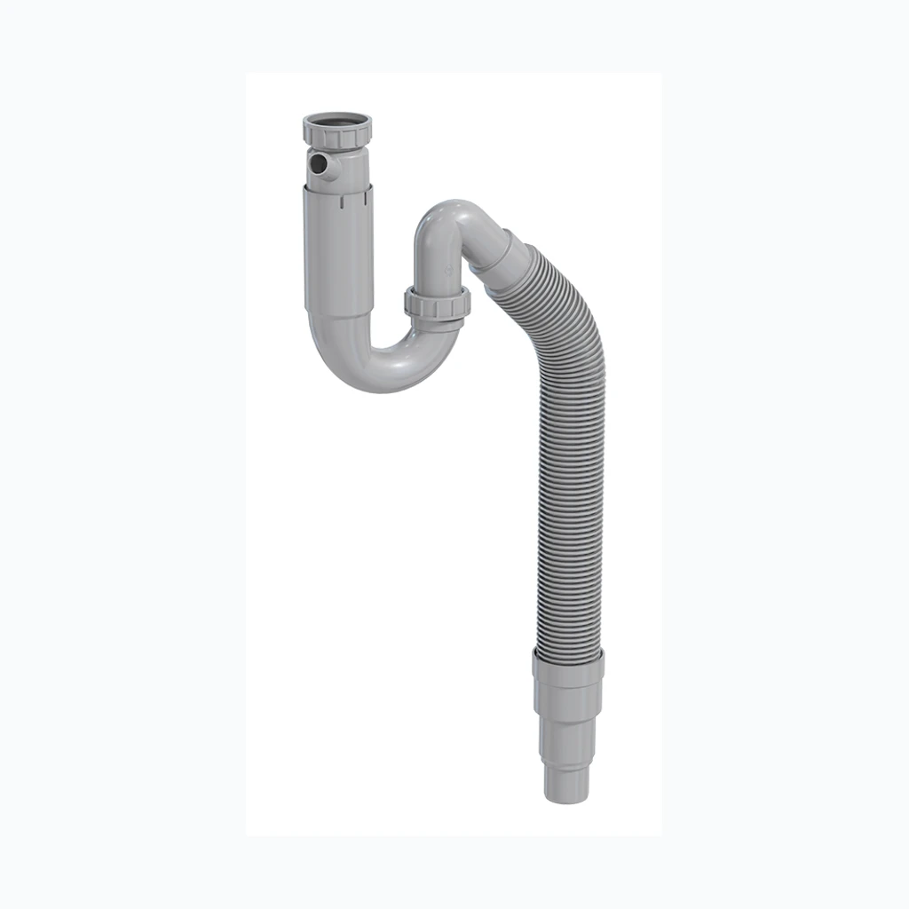 Sifoon köögivalamule P-LOC (VEXLOC) 1 1/2" x Ø50 pesumasina ühenduse ja gofreeritud toruga (Nordline) (33034)