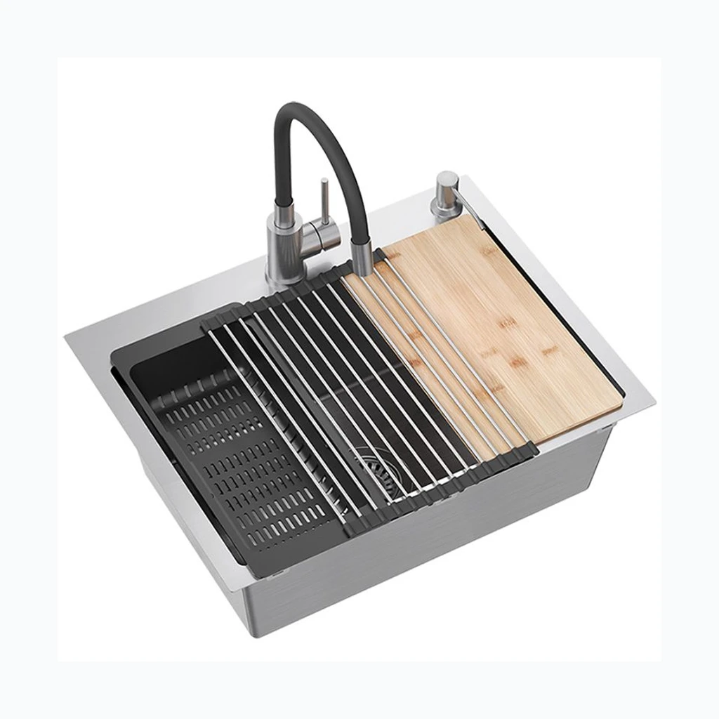 Стальной раковина LUKE 110 WORKSTATION шлифованный никель (ZLE-09009)