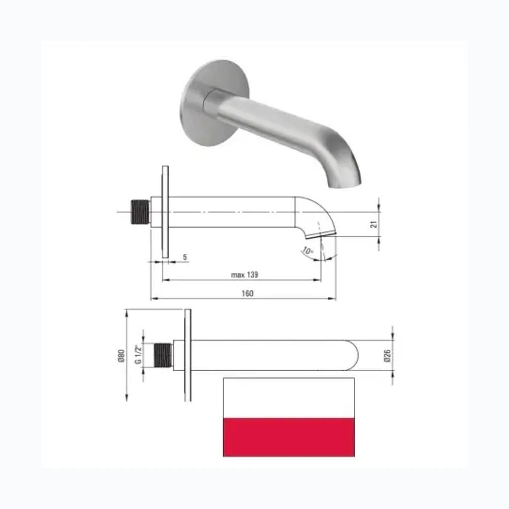 Tila 160mm, roostev.teras. NQS_F80K, SILIA (8210084)