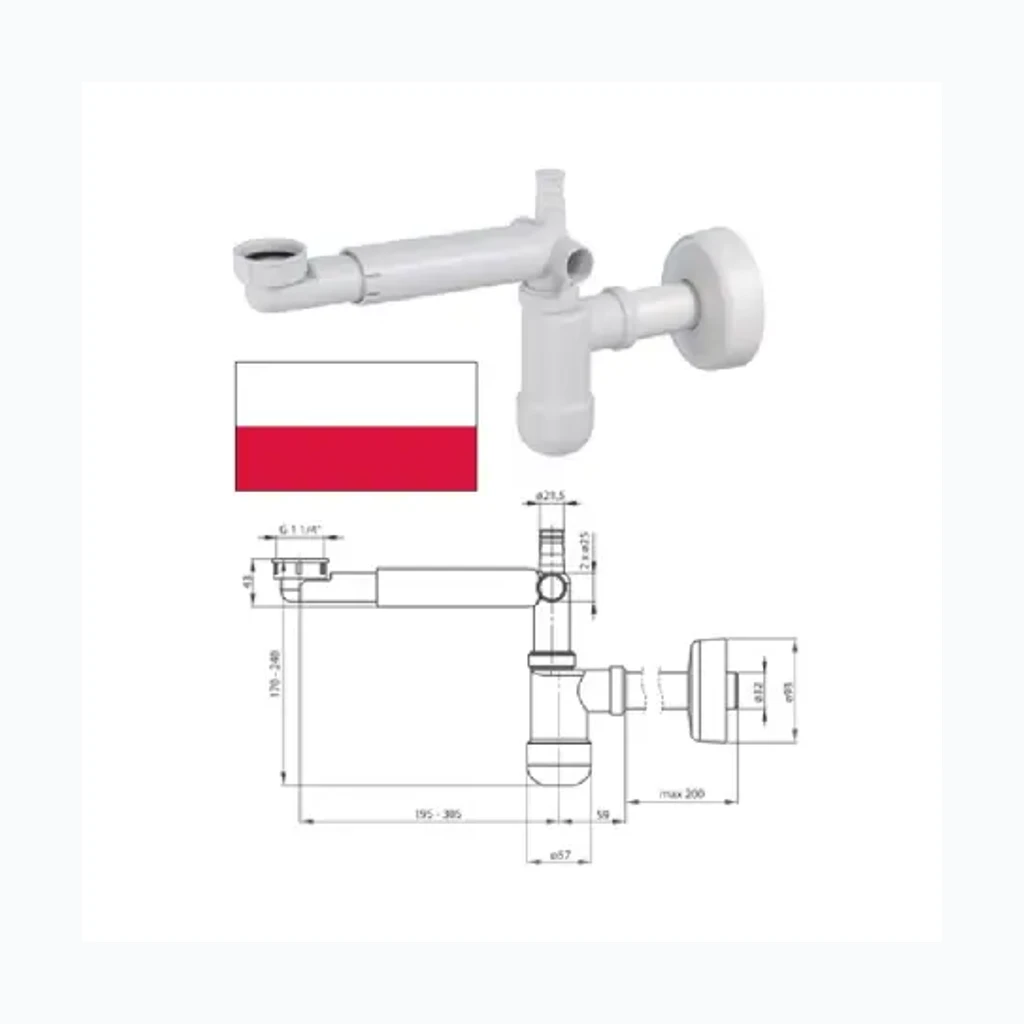Сифон для раковины без слива NHC-633K, BALTS (8240005)