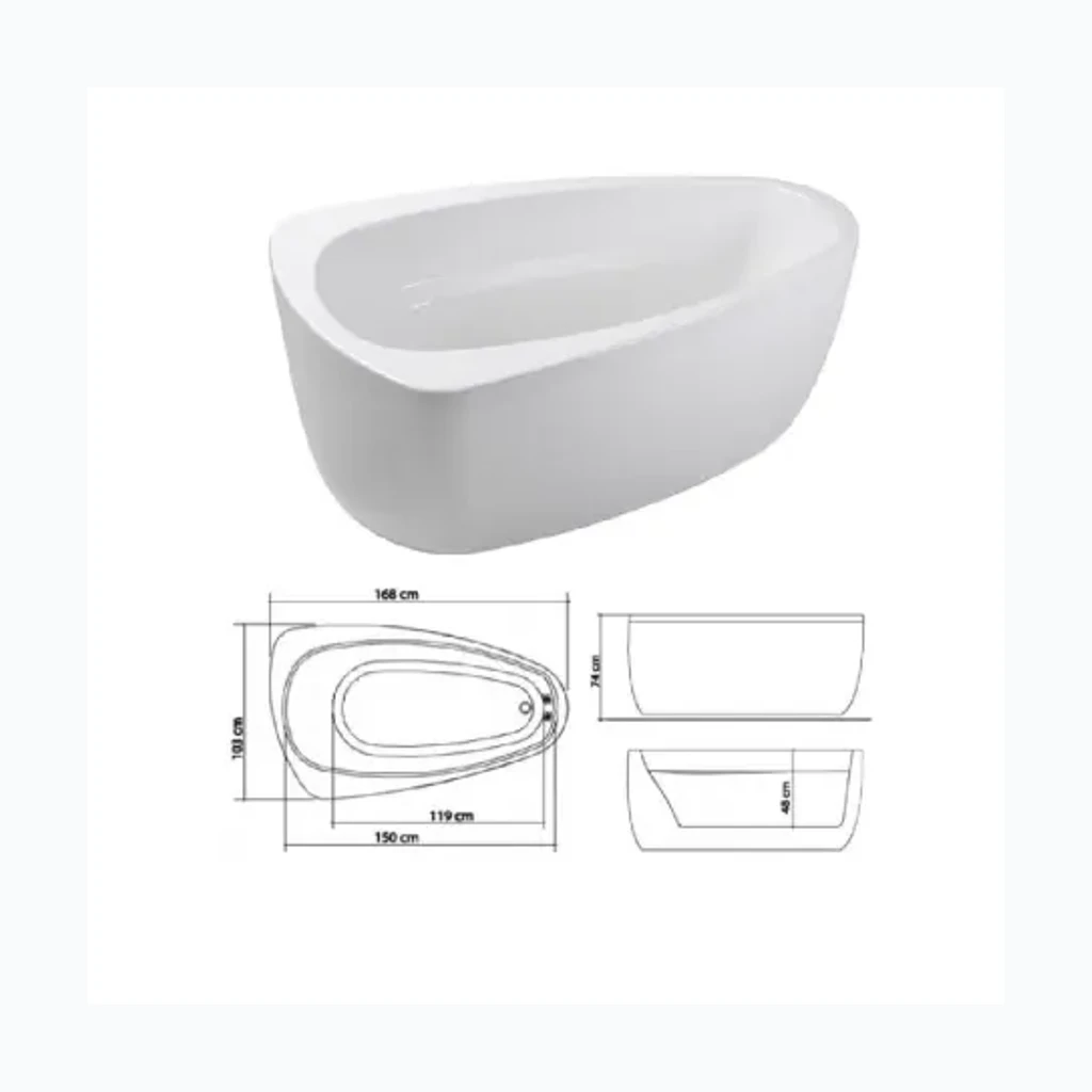 Vann eraldiseisev 168x103 cm, valge, TIZIAN (3373001)