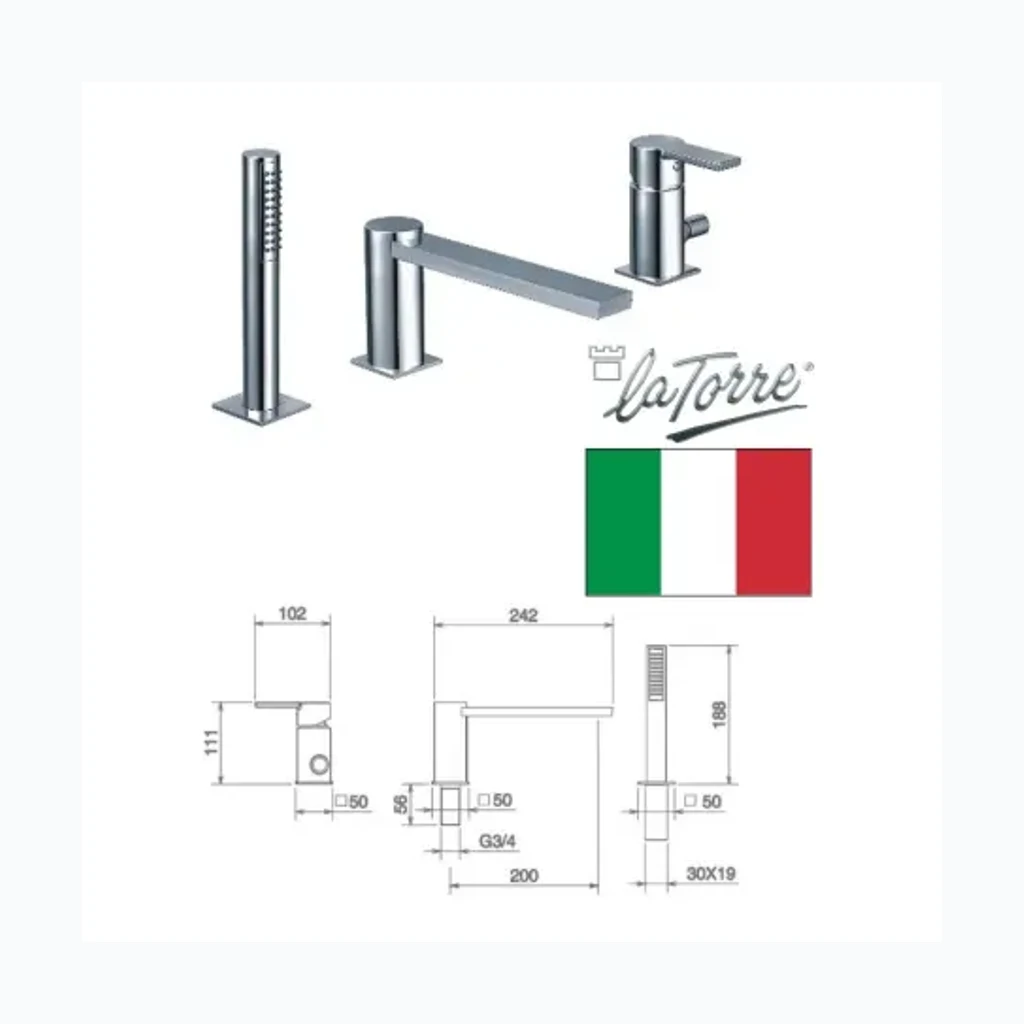 Смеситель для ванны 3-секционный 35045, ITALIA (0502172)