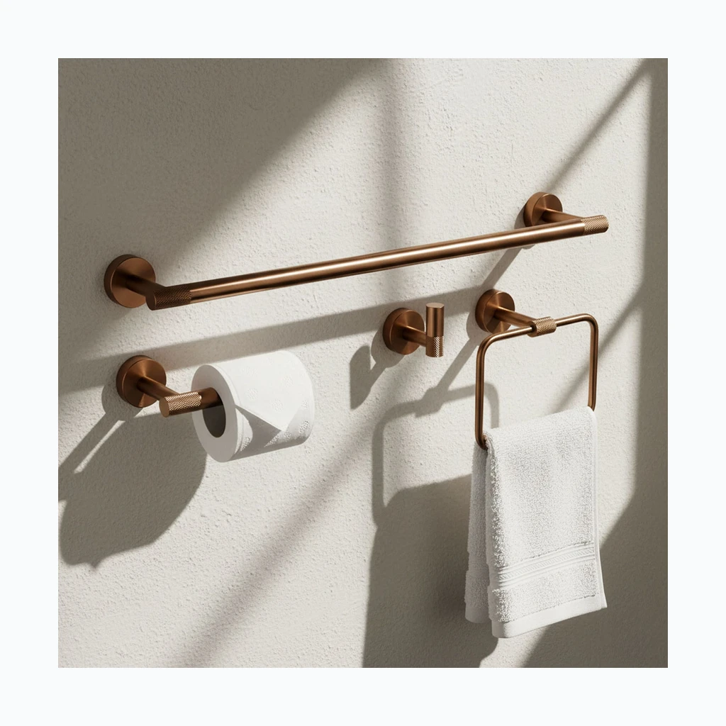 Vannitoa tarvikute komplekt GRID Brush Copper 4 osa (REA-05011)