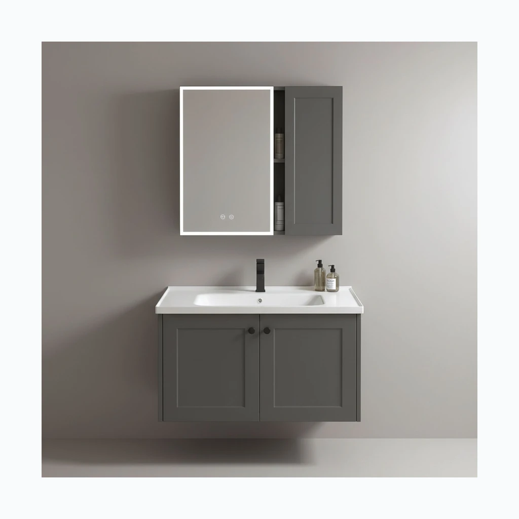 Vannitoamööblikomplekt koos valamuga Monti 60cm Grey (REA-M0015)