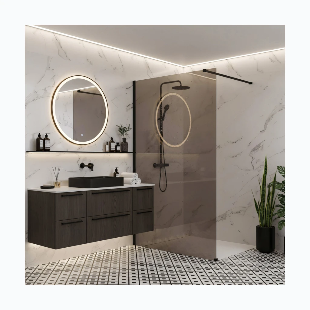 Душевая перегородка Walk-In Rea Flexi Brown / чёрный 90 (KPL-K99173)
