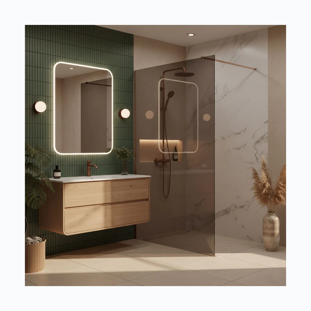 Walk-in dušisein Rea Flexi Brown / Brush Copper 140 (KPL-K99388)
