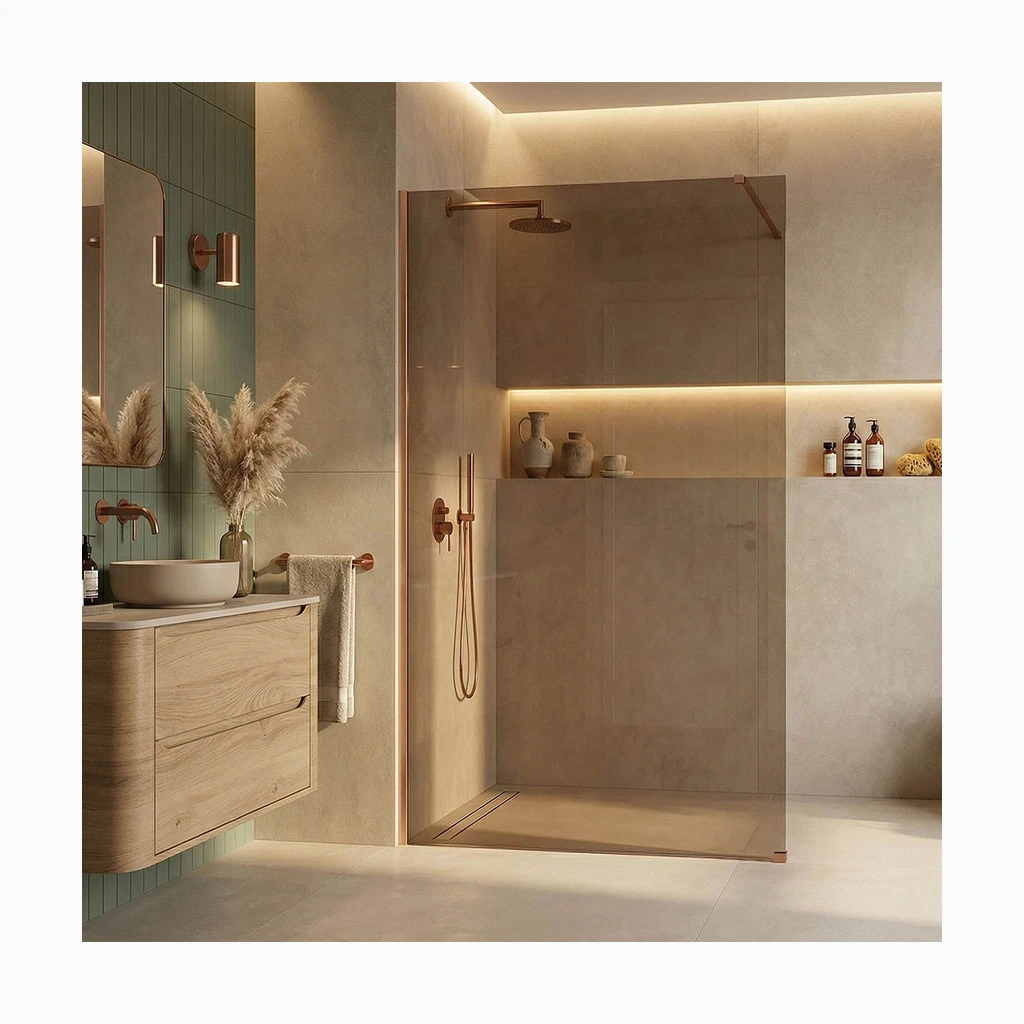 Walk-in dušisein Rea Flexi Brown / Brush Copper 90 (KPL-K99573)