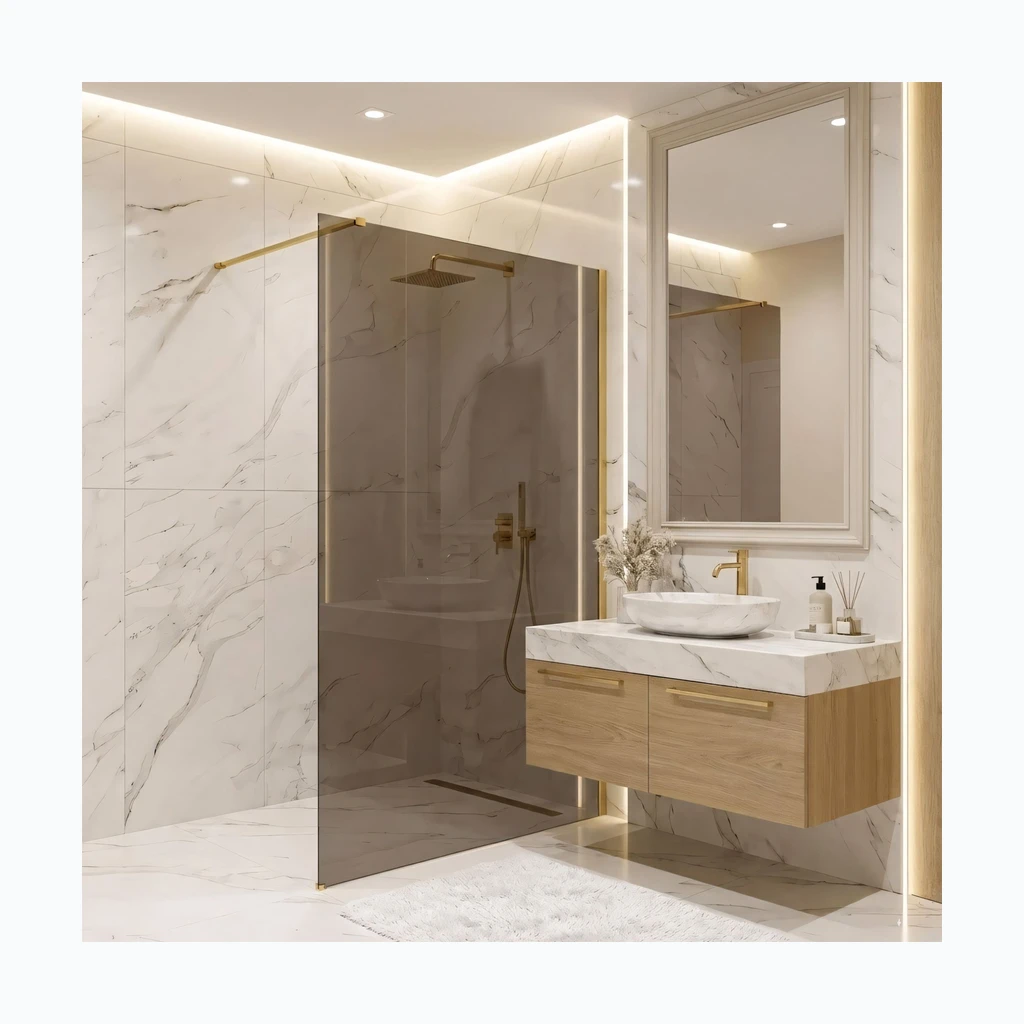Душевая перегородка Walk-In Rea Flexi Brown / шлифованное золото 120 (KPL-K99670)