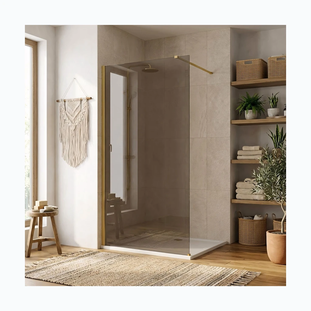 Walk-in dušisein Rea Flexi Brown / Brush Gold 90 (KPL-K99373)