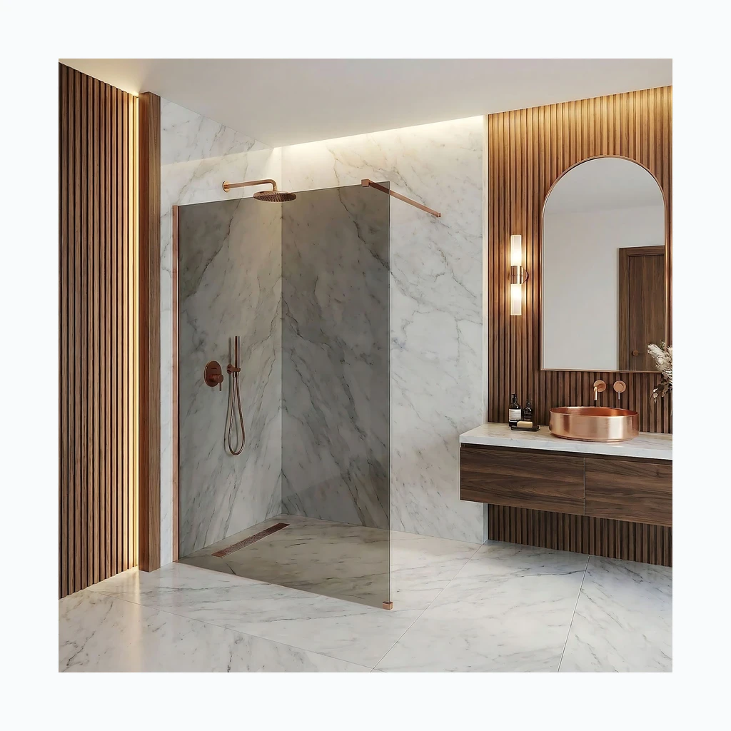 Walk-in dušisein Rea Flexi Grey / Brush Copper 110 (KPL-K99383)