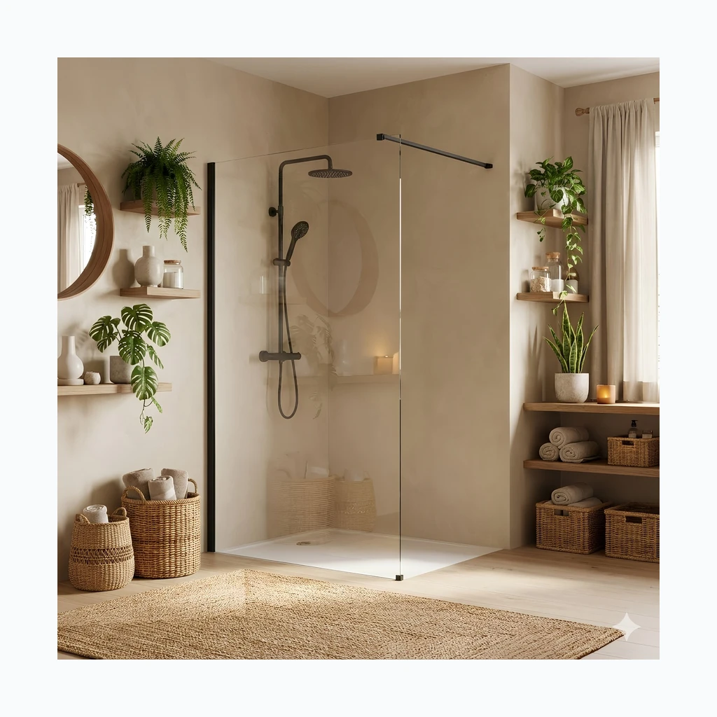 Walk-in dušisein Rea Flexi Transparent / Black 100 (KPL-K99162)