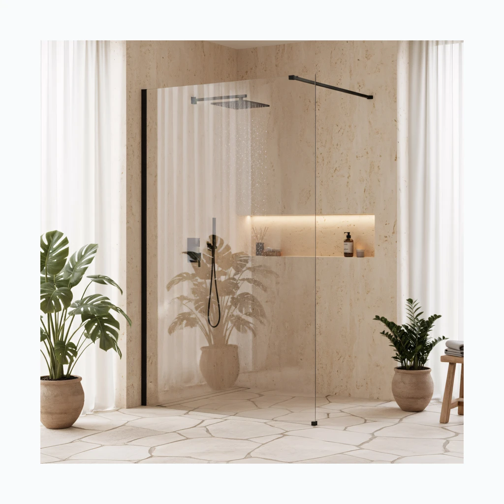 Walk-in dušisein Rea Flexi Transparent / Black 120 (KPL-K99160)