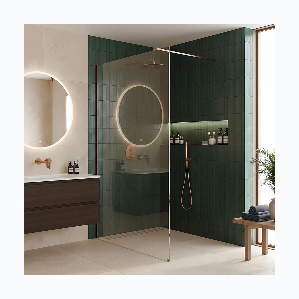 Walk-in dušisein Rea Flexi Transparent / Brush Copper 90 (KPL-K99366)