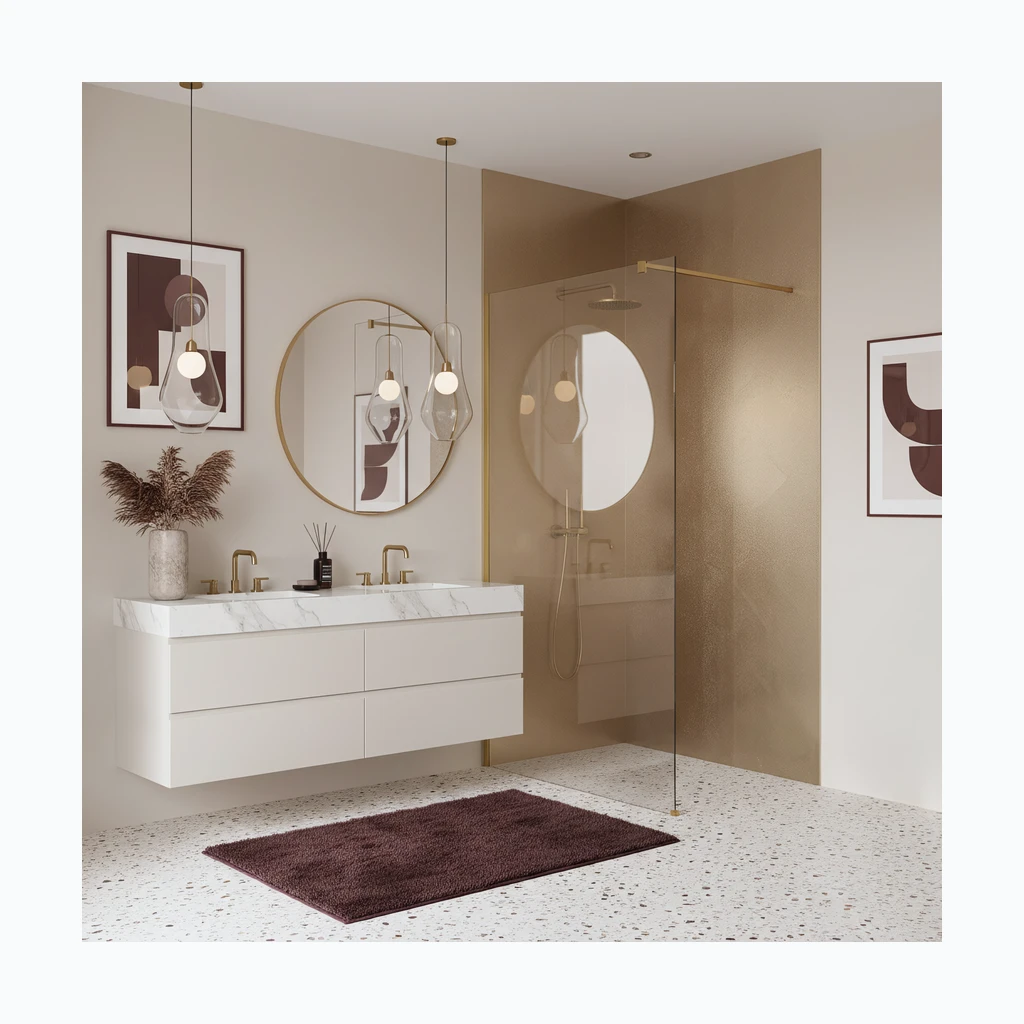 Walk-in dušisein Rea Flexi Transparent / Brush Gold 90 (KPL-K99266)