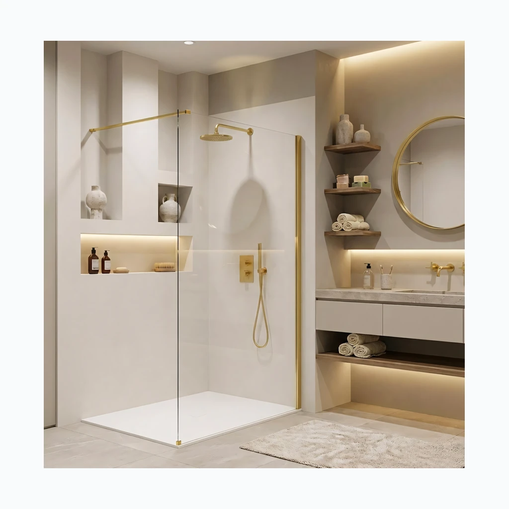 Walk-in dušisein Rea Flexi Transparent / Gold 100 (KPL-K99562)